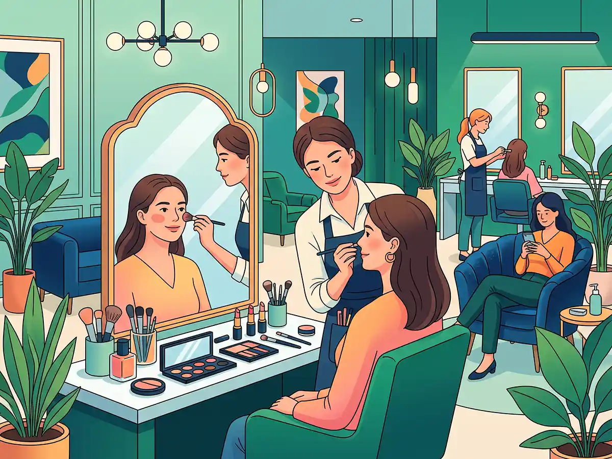 Aesthetic modern hair salon interior with mirrors and stylish chairs