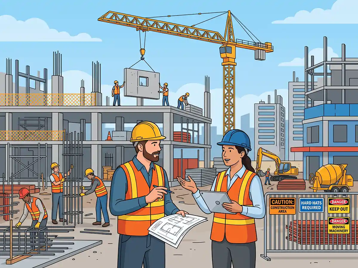 A heavy machinery and construction site representing business branding