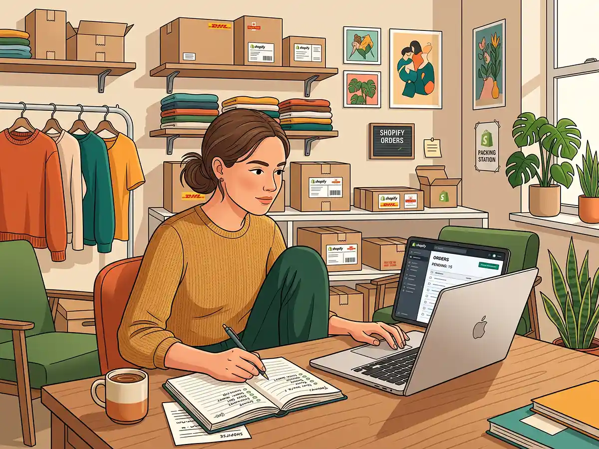 A modern digital storefront representing a successful Shopify business