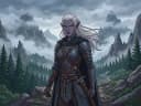 A mysterious dark elf rogue hiding in gothic subterranean shadows