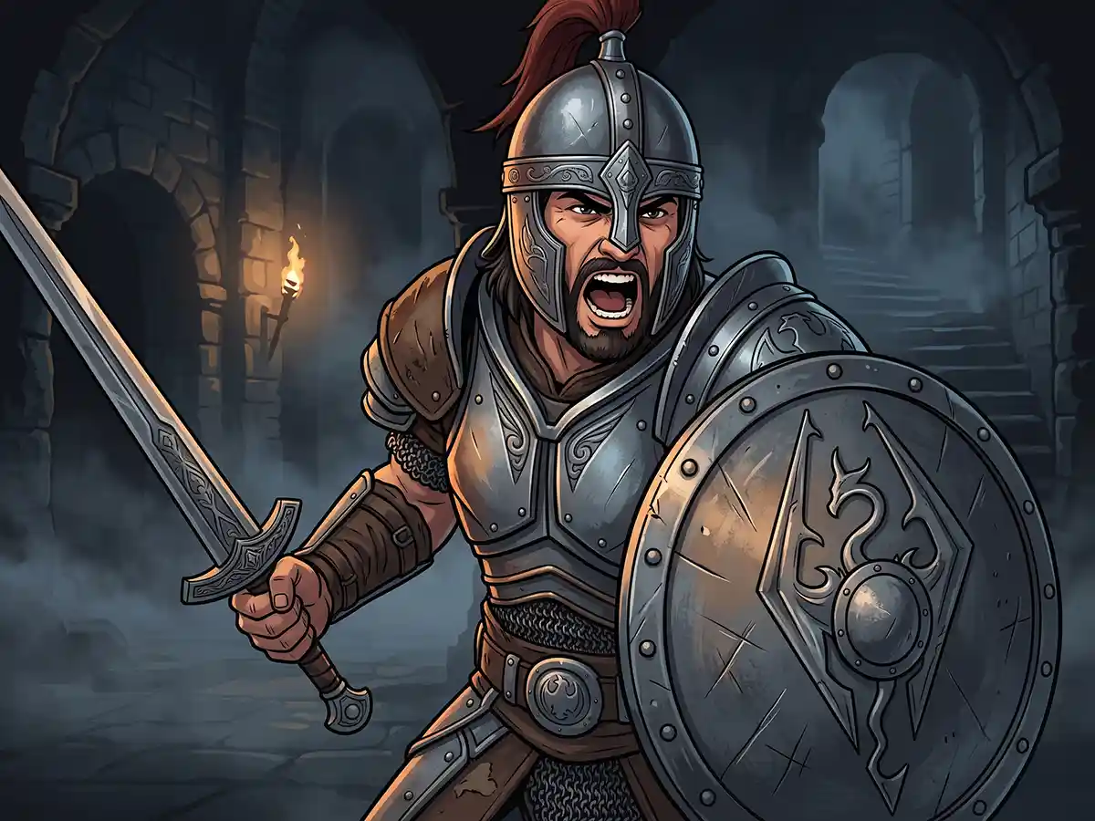 Imperial warrior in heavy Roman style armor from Skyrim
