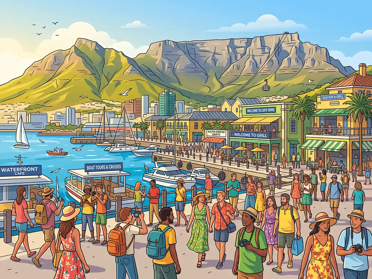 Illustration of diverse South African cultural elements and naming heritage