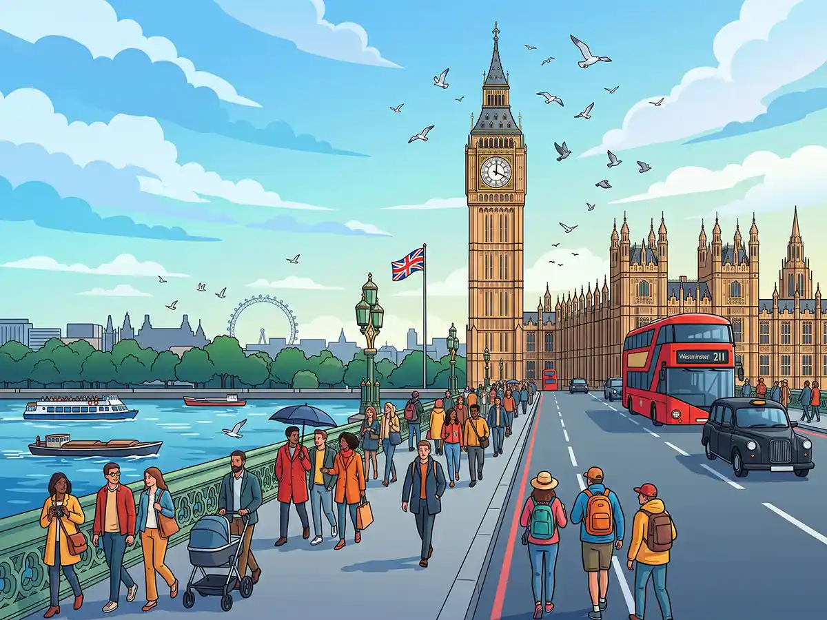 A classic British street scene representing authentic UK character names